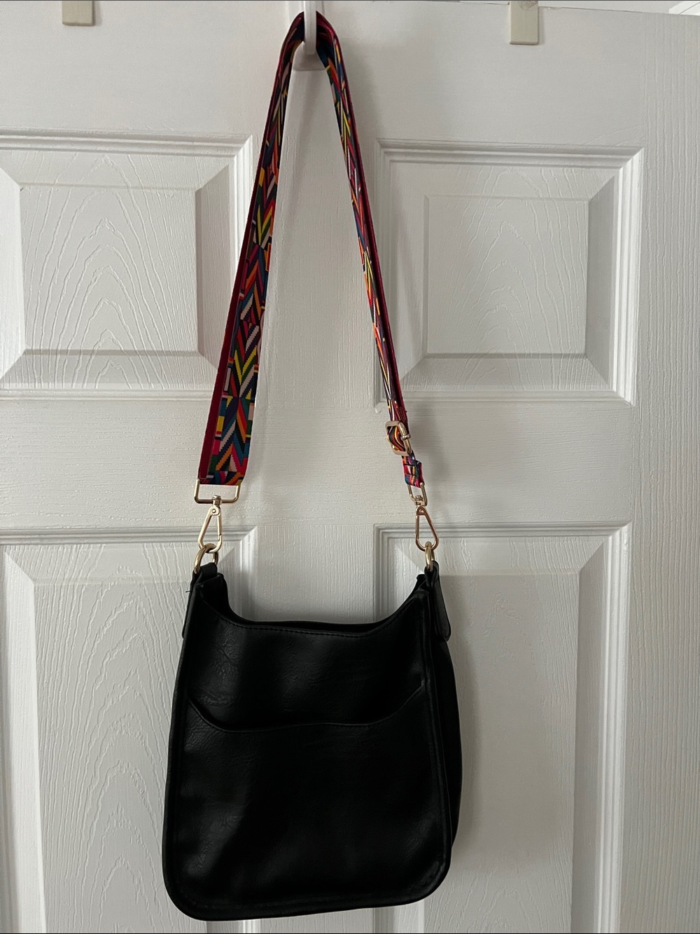 *FINAL OFFER* Ah-dorned Classic Black Crossbody Bag w/ Colorful Adjustable Strap